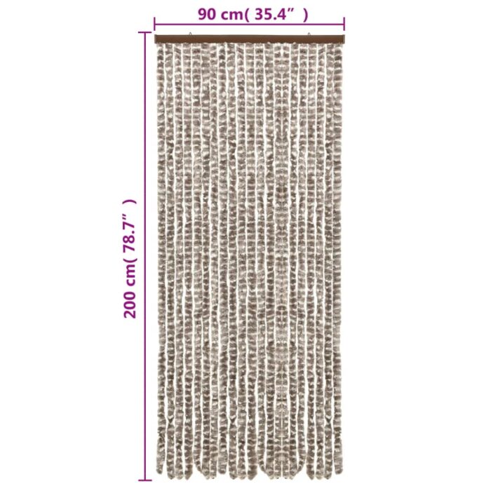 Rideau anti-mouches taupe et blanc 90x200 cm chenille – Image 4