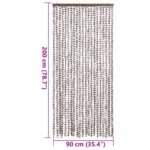 Rideau anti-mouches taupe et blanc 90x200 cm chenille – Image 5
