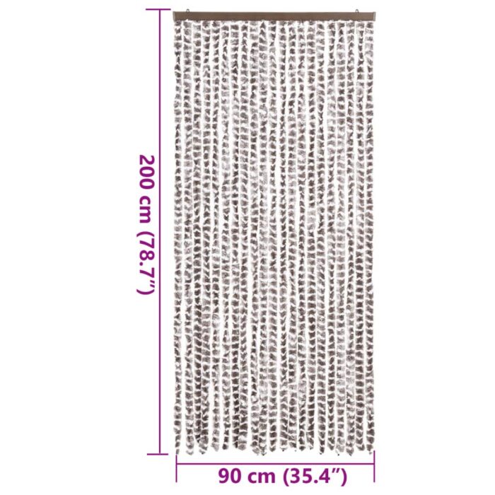 Rideau anti-mouches taupe et blanc 90x200 cm chenille – Image 5
