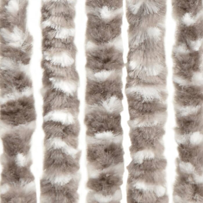 Rideau anti-mouches taupe et blanc 100x200 cm chenille – Image 2