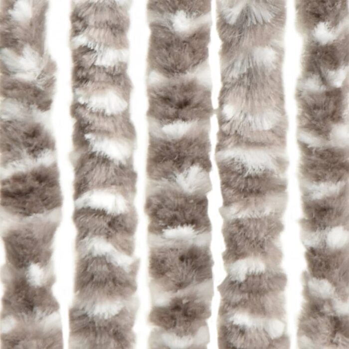 Rideau anti-mouches taupe et blanc 100x230 cm chenille – Image 2