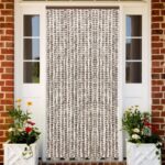 Rideau anti-mouches taupe et blanc 100x230 cm chenille