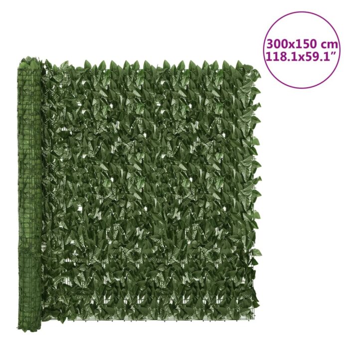 Brise-vue de balcon avec feuilles vert foncé 300x150 cm – Image 5