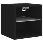 Unités murales TV avec LED 7 pcs noir bois d'ingénierie – Image 5