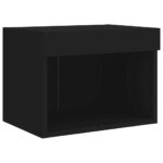 Unités murales TV avec LED 7 pcs noir bois d'ingénierie – Image 6