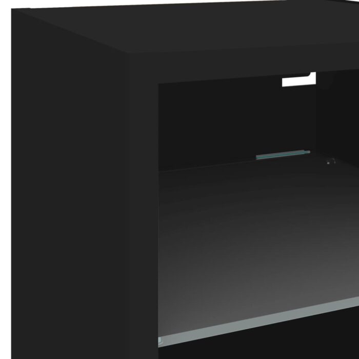 Unités murales TV avec LED 7 pcs noir bois d'ingénierie – Image 7