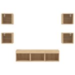 Unités murales TV avec LED 7 pcs chêne sonoma bois d'ingénierie – Image 4