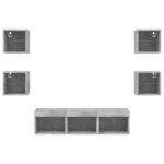 Unités murales TV avec LED 7 pcs gris béton bois d'ingénierie – Image 4