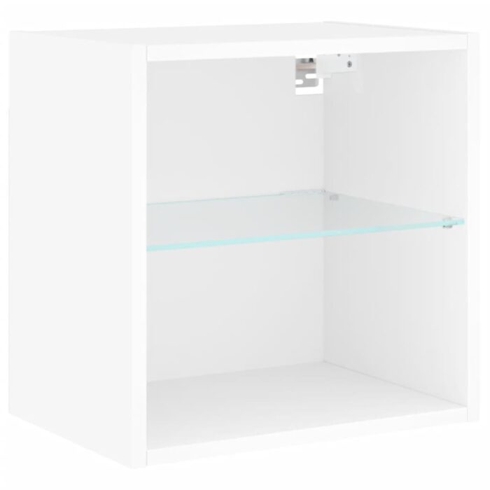 Unités murales TV avec LED 8 pcs blanc bois d'ingénierie – Image 5