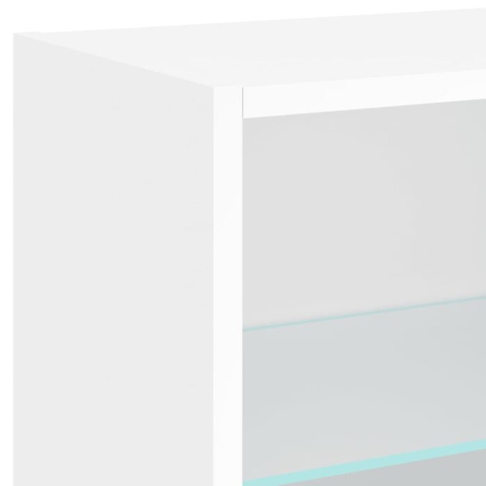 Unités murales TV avec LED 8 pcs blanc bois d'ingénierie – Image 8