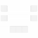 Unités murales TV avec LED 6 pcs blanc bois d'ingénierie – Image 5