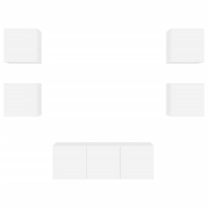 Unités murales TV avec LED 6 pcs blanc bois d'ingénierie – Image 5