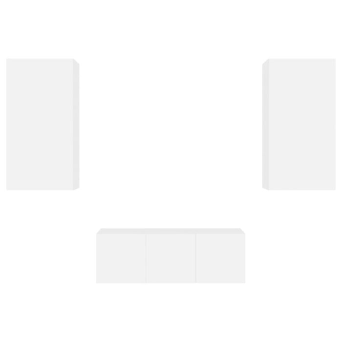 Unités murales TV avec LED 4 pcs blanc bois d'ingénierie – Image 5