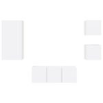 Unités murales TV avec LED 5 pcs blanc bois d'ingénierie – Image 5