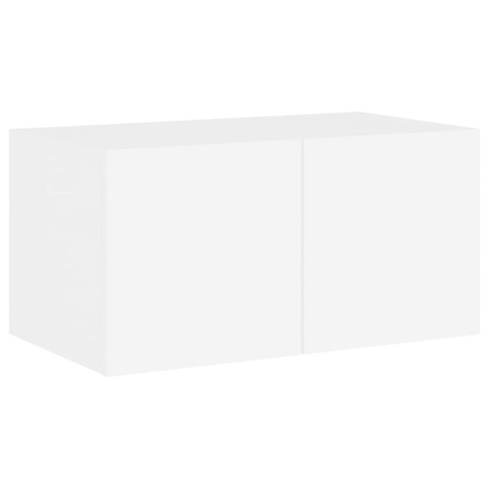 Unités murales TV avec LED 5 pcs blanc bois d'ingénierie – Image 7