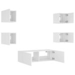 Meuble TV muraux 5 pcs avec lumières LED blanc – Image 4