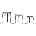 Supports pour plantes 3 pcs bleu et blanc céramique – Image 2