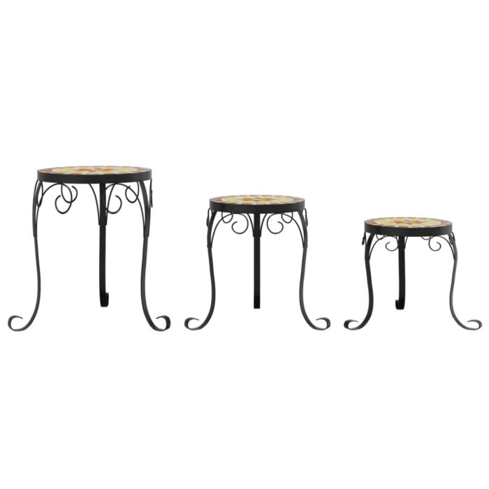 Supports pour plantes 3 pcs terre cuite et blanc céramique – Image 2