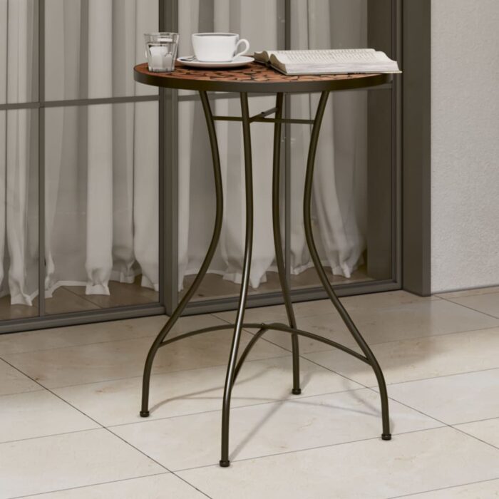 Table de bistro mosaïque terre cuite Ø50x70 cm céramique – Image 1