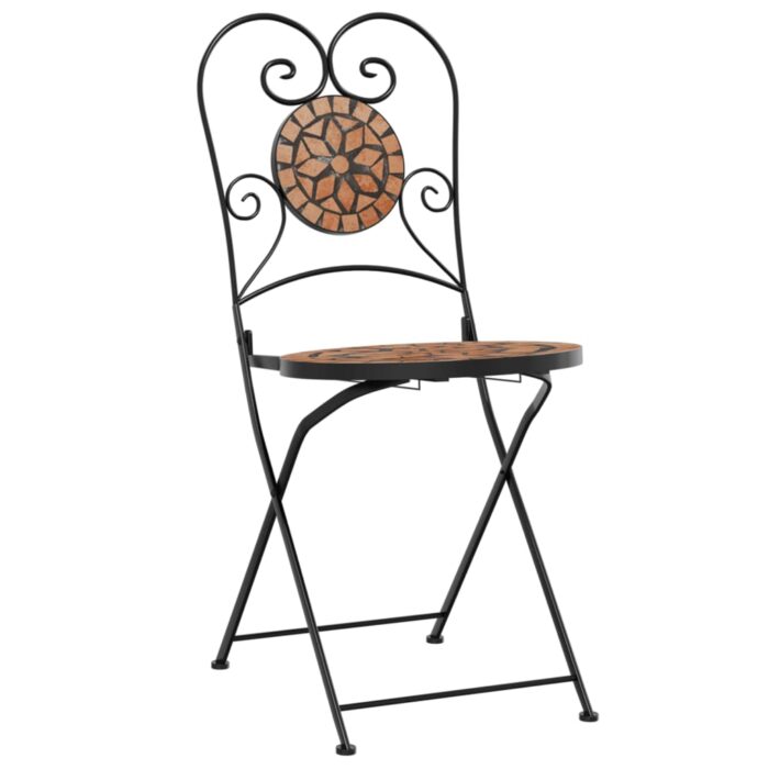 Chaises de bistrot pliables lot de 2 terre cuite céramique – Image 2