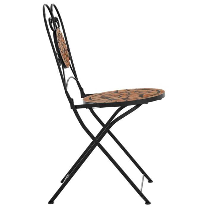 Chaises de bistrot pliables lot de 2 terre cuite céramique – Image 4