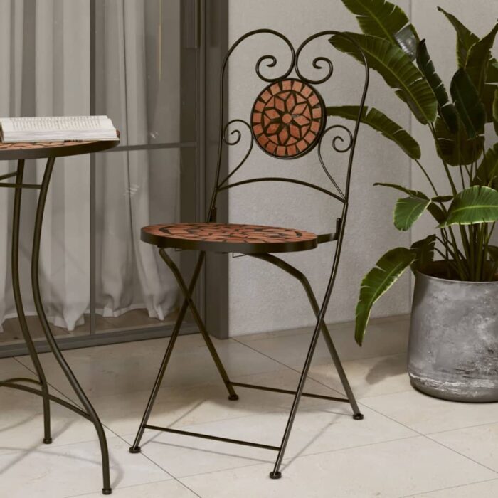 Chaises de bistrot pliables lot de 2 terre cuite céramique – Image 1