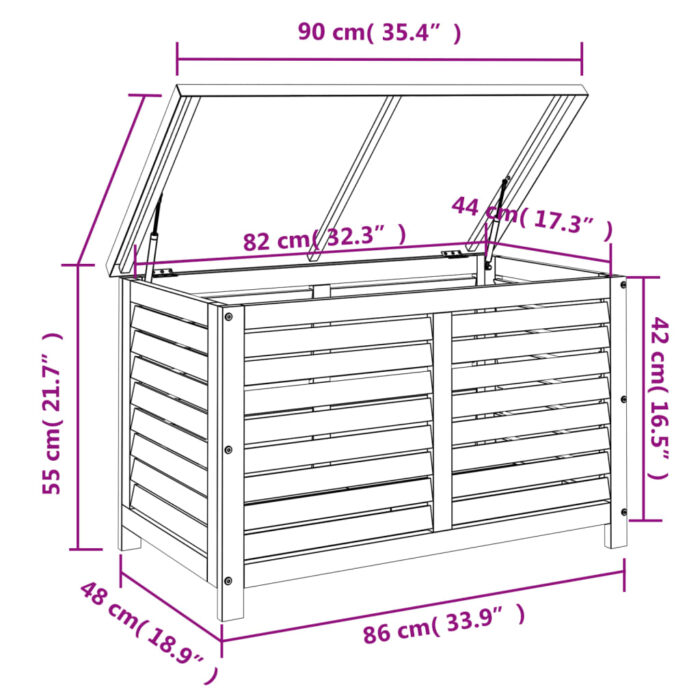 Boîte de rangement de jardin 90x48x55 cm bois d'eucalyptus – Image 7