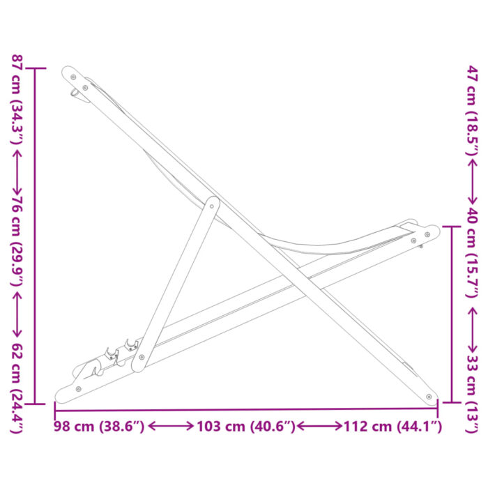 Chaise pliable plage motif de feuilles bois d'eucalyptus/tissu – Image 10
