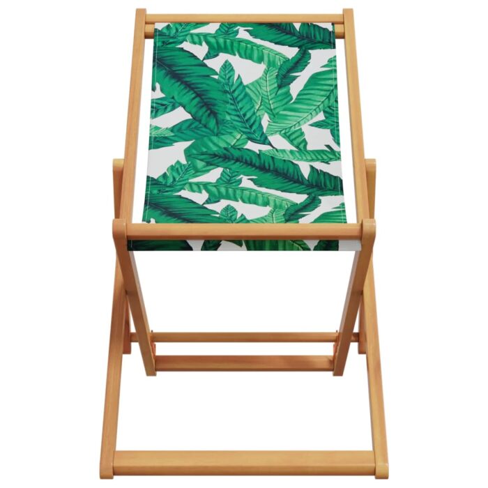 Chaise pliable plage motif de feuilles bois d'eucalyptus/tissu – Image 2
