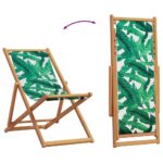 Chaise pliable plage motif de feuilles bois d'eucalyptus/tissu – Image 5
