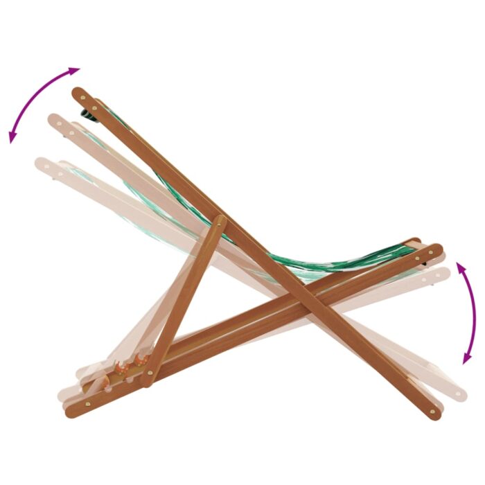 Chaise pliable plage motif de feuilles bois d'eucalyptus/tissu – Image 6