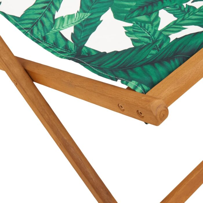 Chaise pliable plage motif de feuilles bois d'eucalyptus/tissu – Image 8