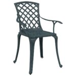 Chaises de jardin lot de 2 vert aluminium coulé – Image 2