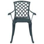 Chaises de jardin lot de 2 vert aluminium coulé – Image 3