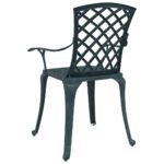 Chaises de jardin lot de 2 vert aluminium coulé – Image 5