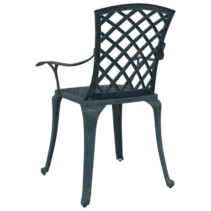 Chaises de jardin lot de 2 vert aluminium coulé – Image 5