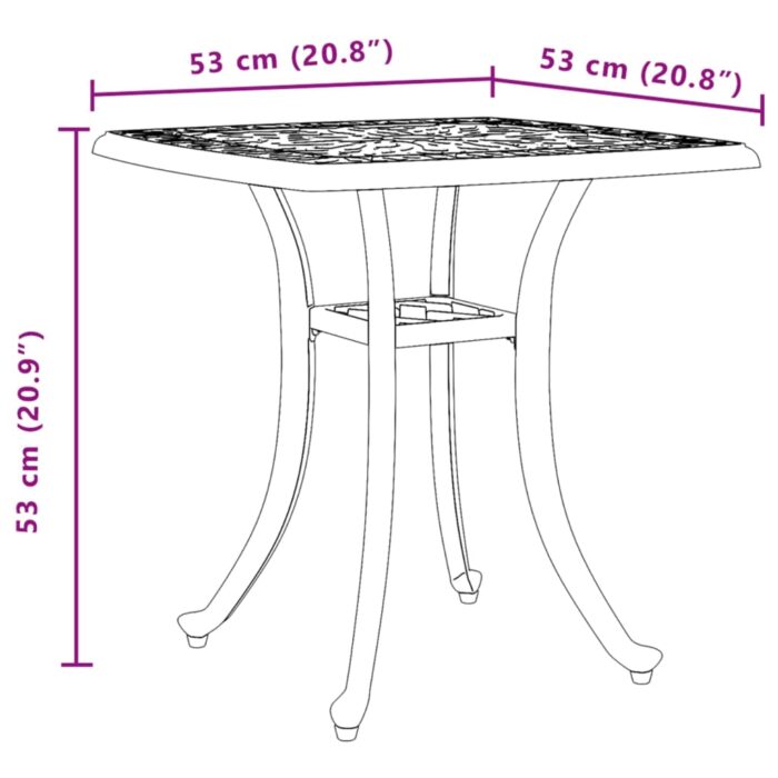 Table de jardin noir 53x53x53 cm aluminium coulé – Image 9