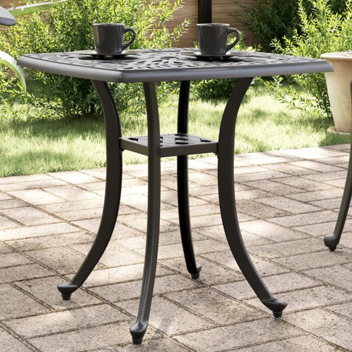 Table de jardin noir 53x53x53 cm aluminium coulé – Image 1