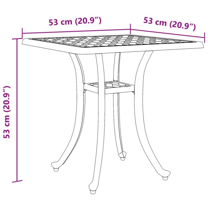 Table de jardin bronze 53x53x53 cm aluminium coulé – Image 9
