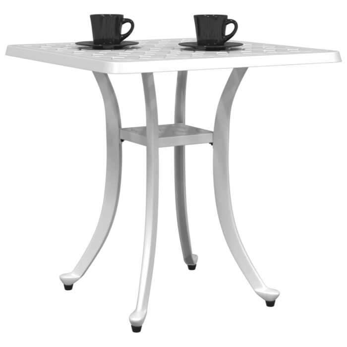 Table de jardin blanc 53x53x53 cm aluminium coulé – Image 2