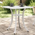 Table de jardin blanc 53x53x53 cm aluminium coulé