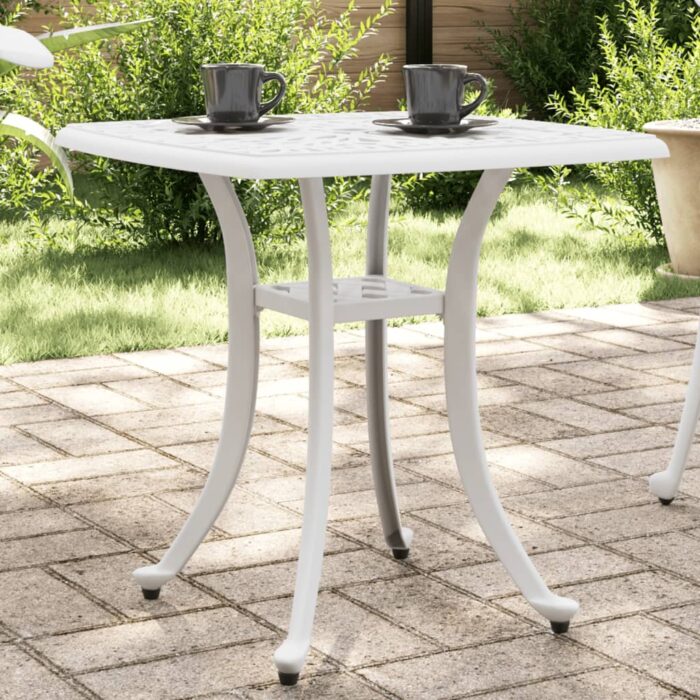 Table de jardin blanc 53x53x53 cm aluminium coulé – Image 1