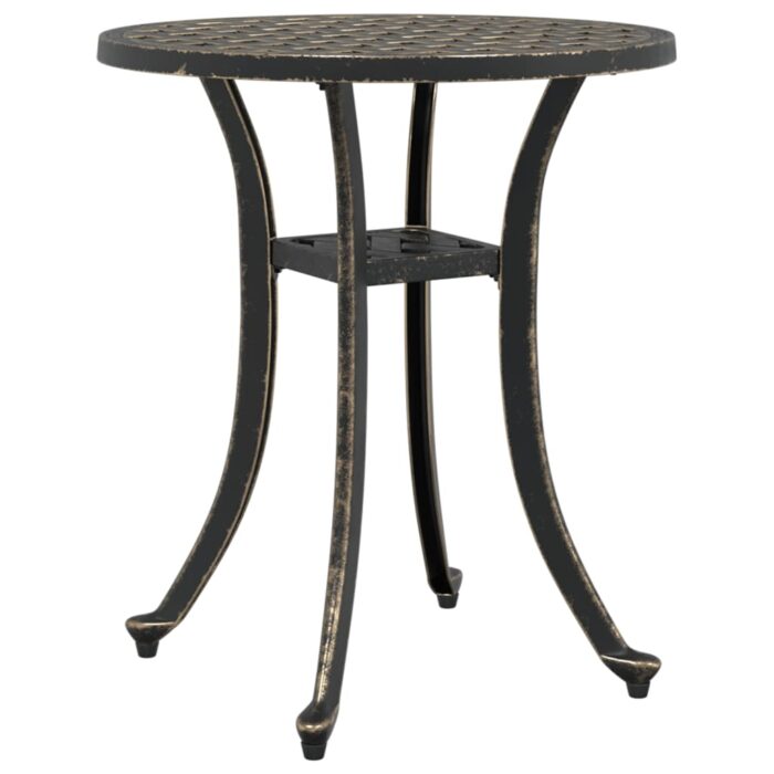 Table de jardin bronze Ø48x53 cm aluminium coulé – Image 3