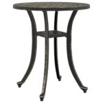 Table de jardin bronze Ø48x53 cm aluminium coulé – Image 5