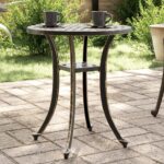 Table de jardin bronze Ø48x53 cm aluminium coulé