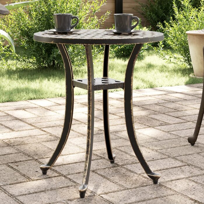 Table de jardin bronze Ø48x53 cm aluminium coulé – Image 1