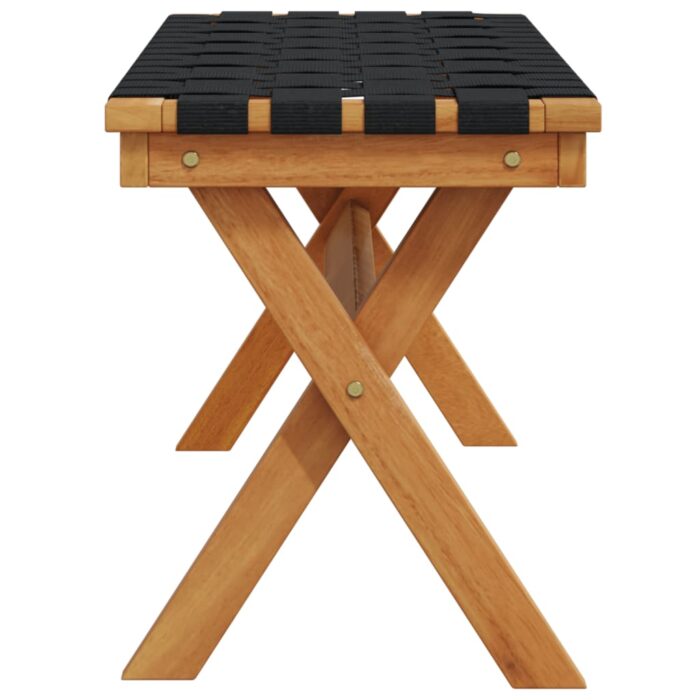 Banc de jardin noir bois massif d'acacia et tissu – Image 2