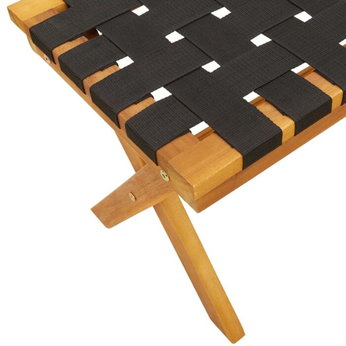 Banc de jardin noir bois massif d'acacia et tissu – Image 4