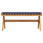 Banc de jardin bleu foncé bois massif d'acacia et tissu – Image 2