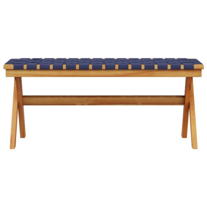 Banc de jardin bleu foncé bois massif d'acacia et tissu – Image 2